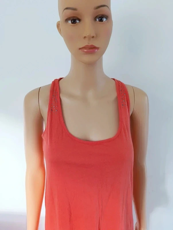 Vestido longo coral Miss Captain T2/M 100% algodão strass verão praia boêmio – photo 13